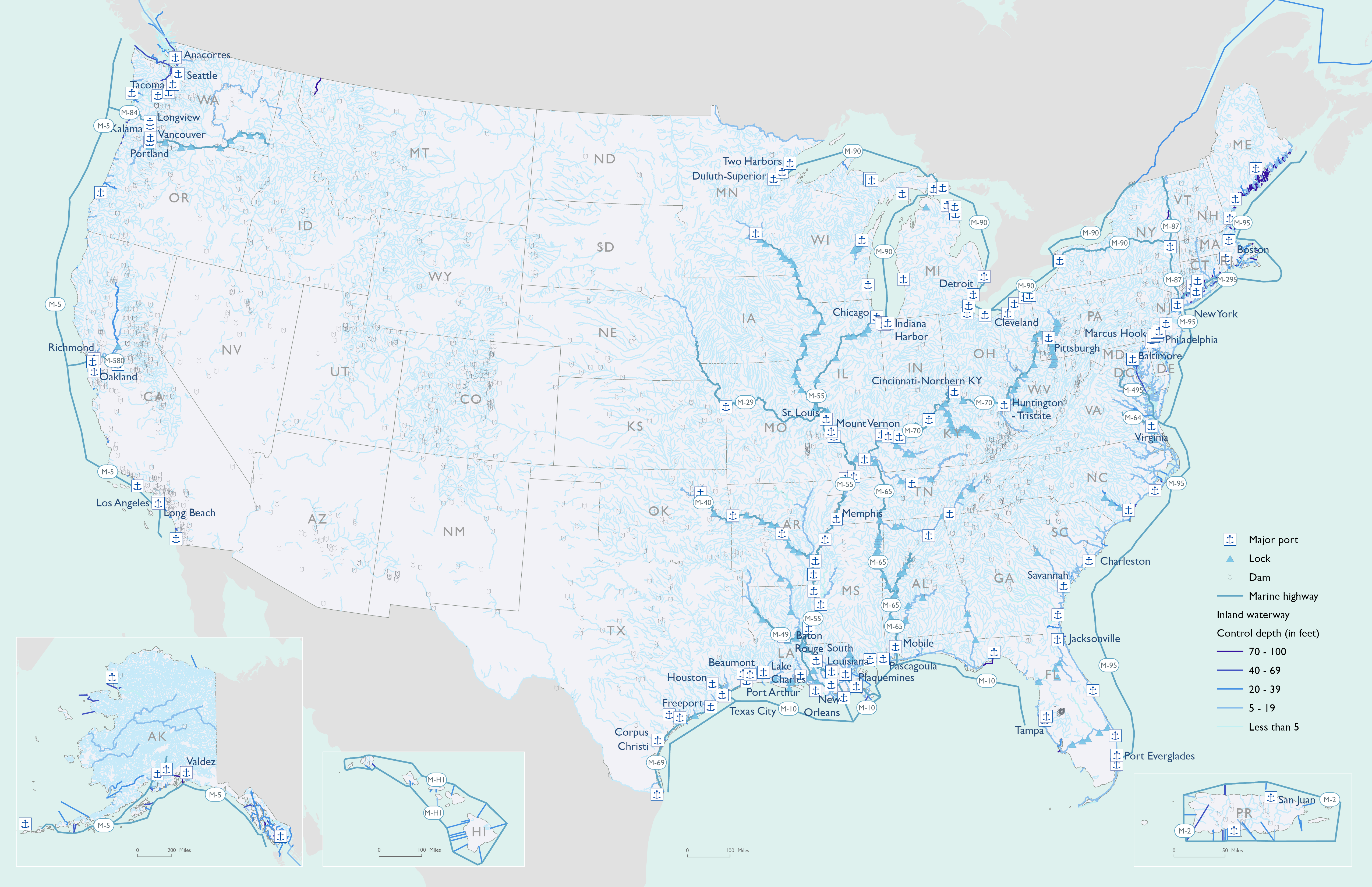 Marine Transportation Infrastructure of the United States Map