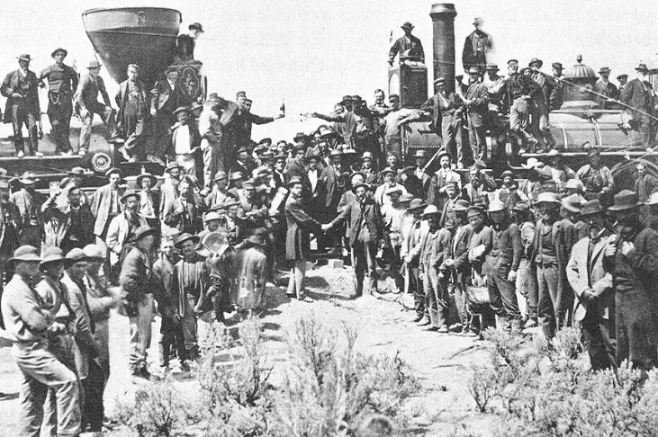 Last spike ceremony at Promontory Rock, Utah, May 10, 1869