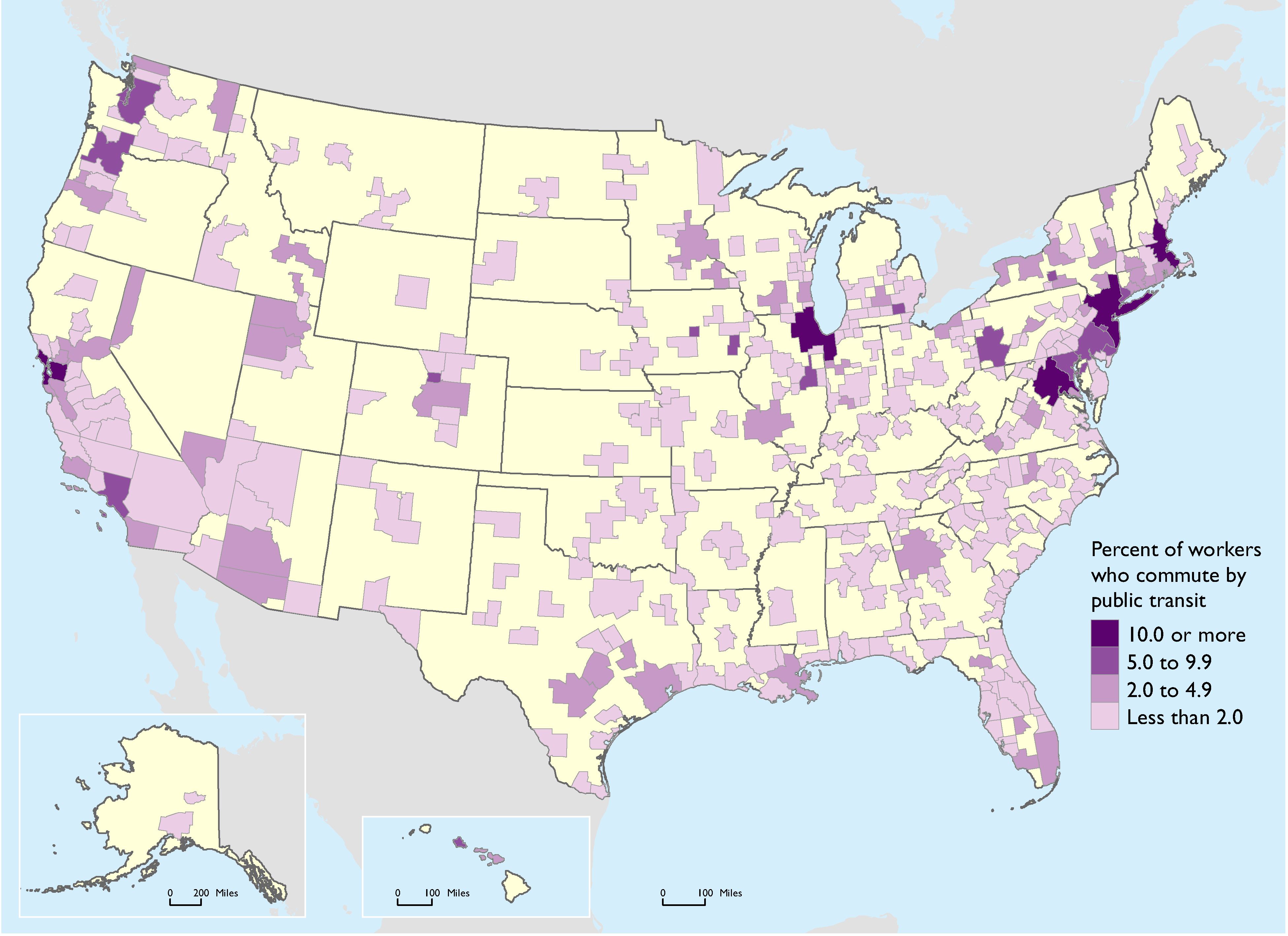 Percent Commuting by Public Transportation in Metro Areas: 2010-2014 ...