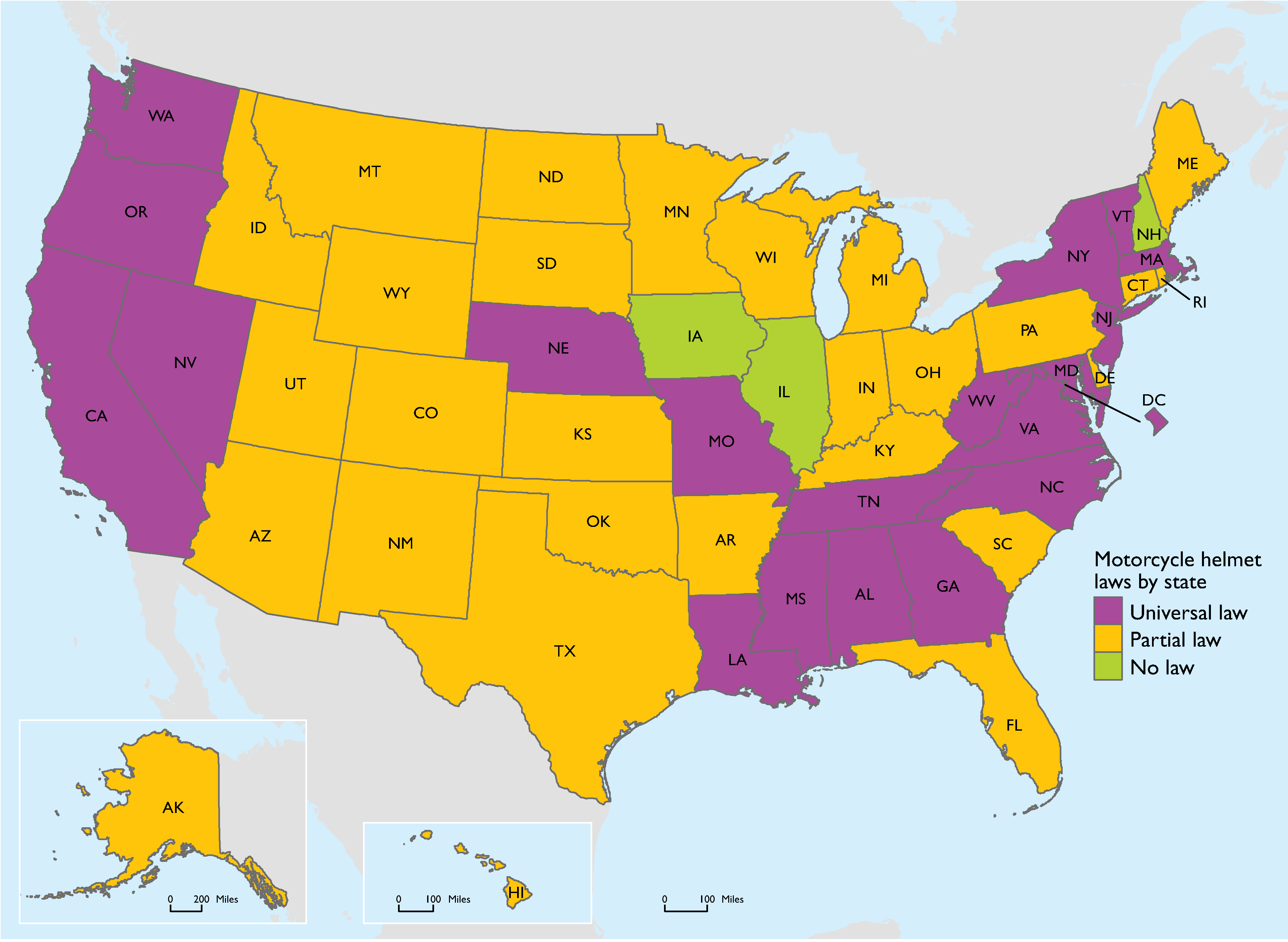 State Laws on Motorcycle Helmet Use: 2015