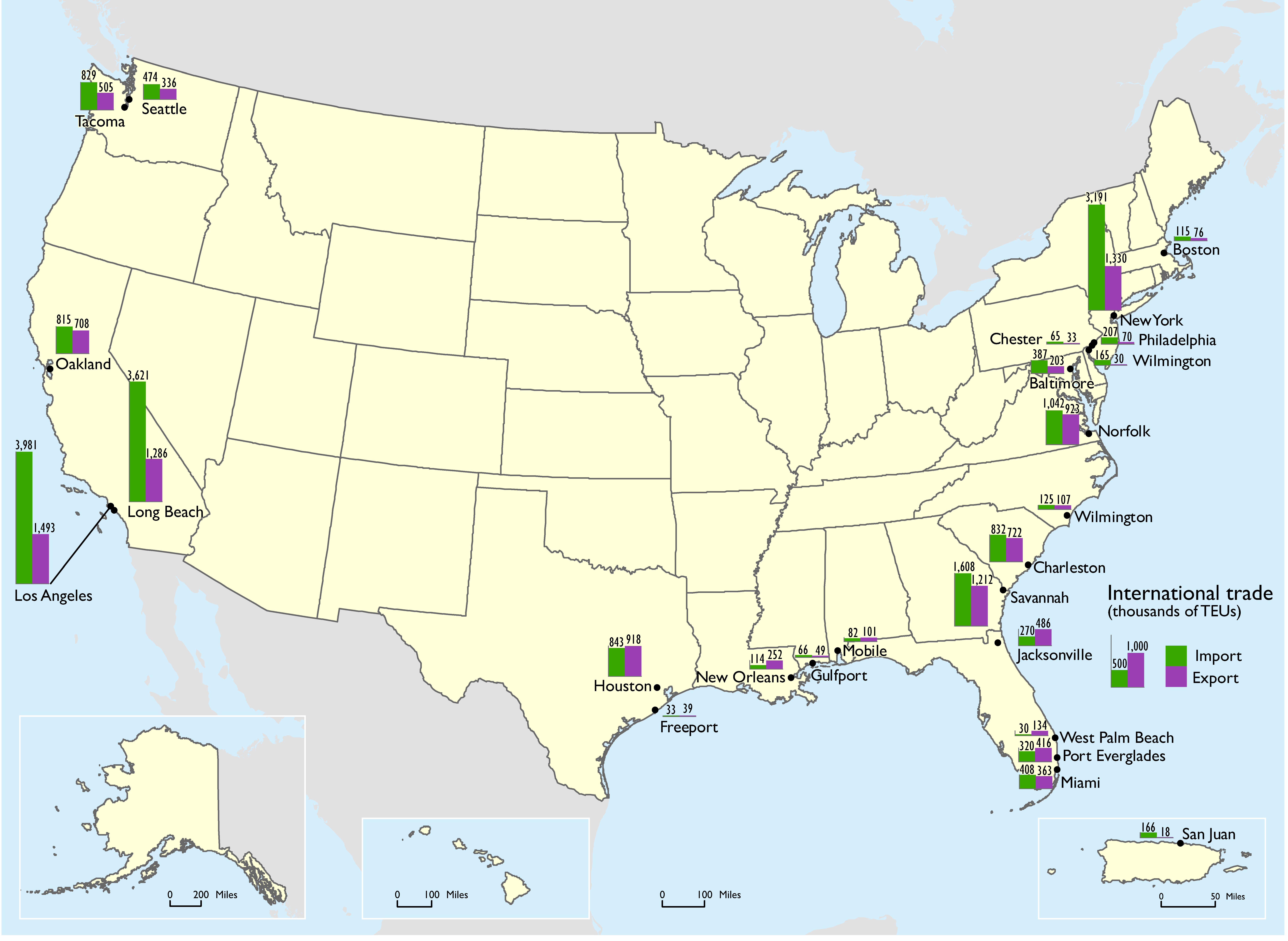 Top 25 Water Ports by Containerized Cargo: 2015