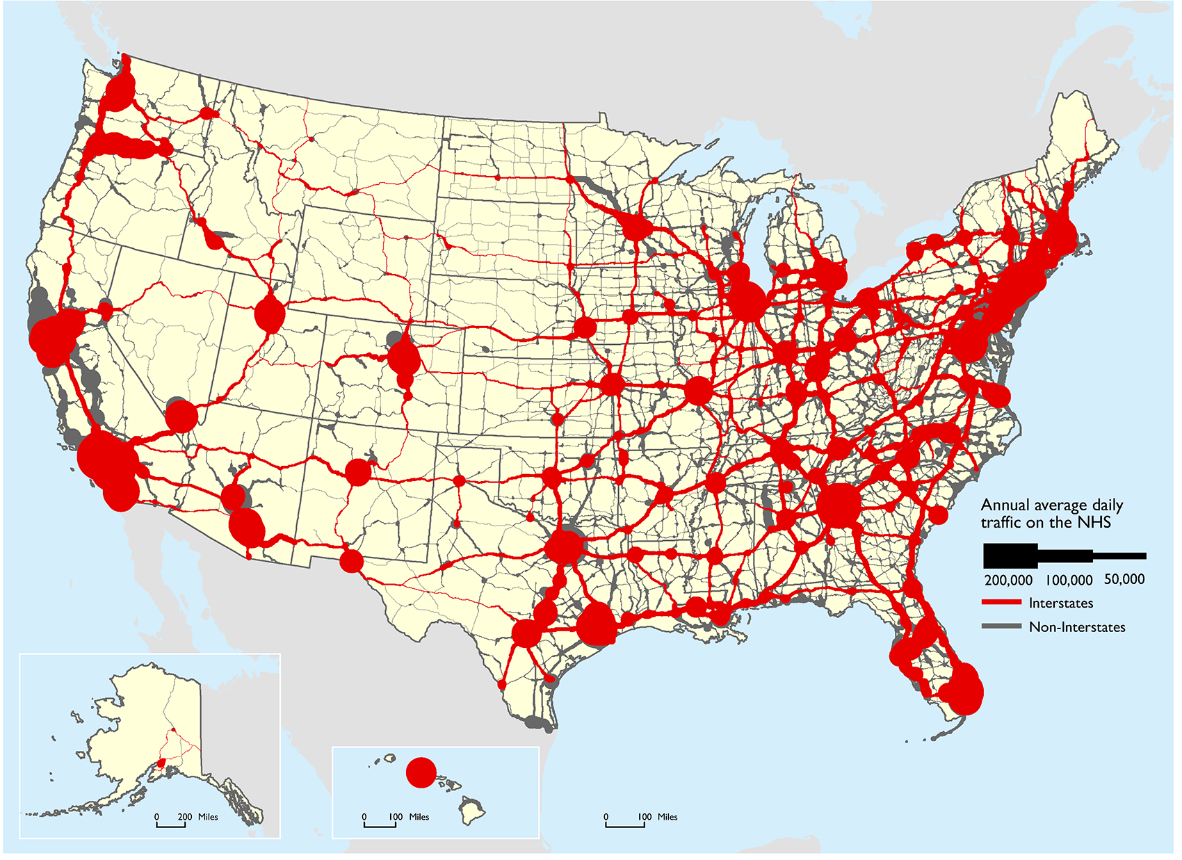 Annual Average daily traffic on the National Highway Systems, 2012