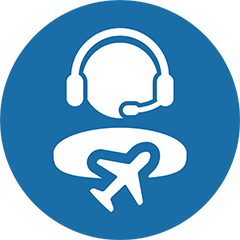 Graphic showing airline employee wearing a headset
