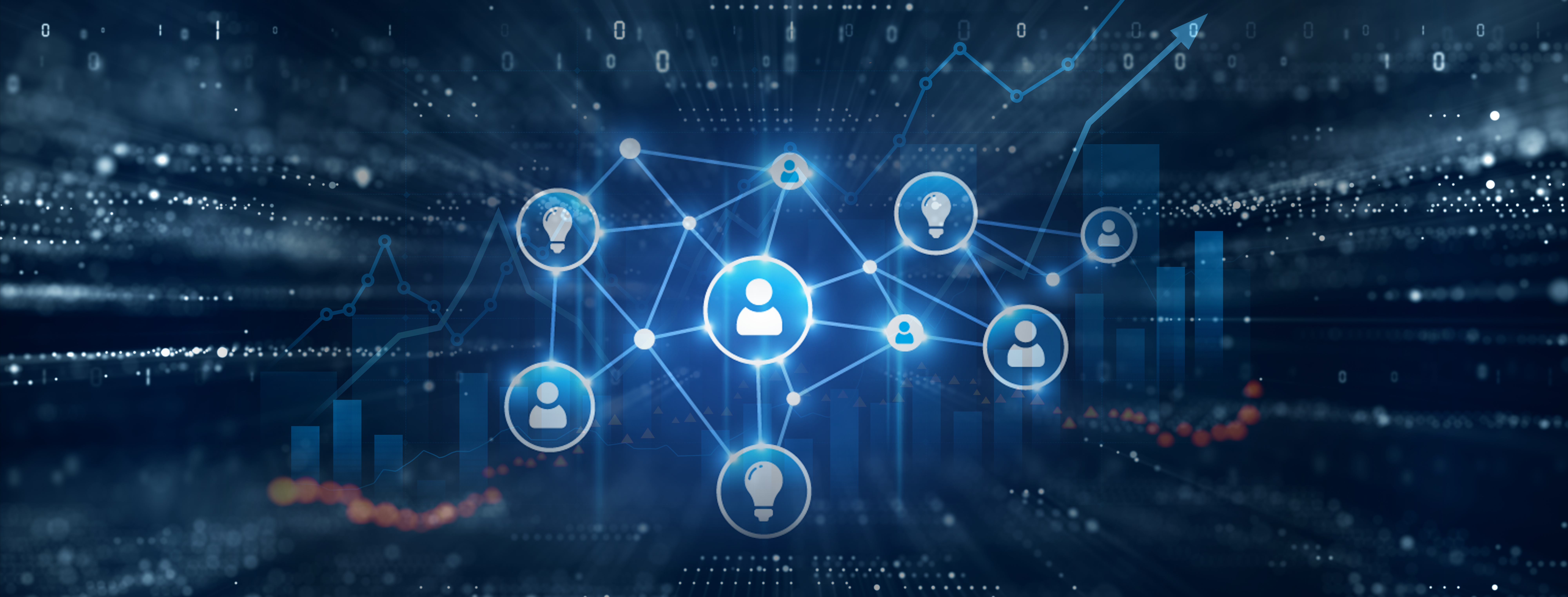 Glowing audience icons connected by network lines symbolizing targeted outreach and engagement