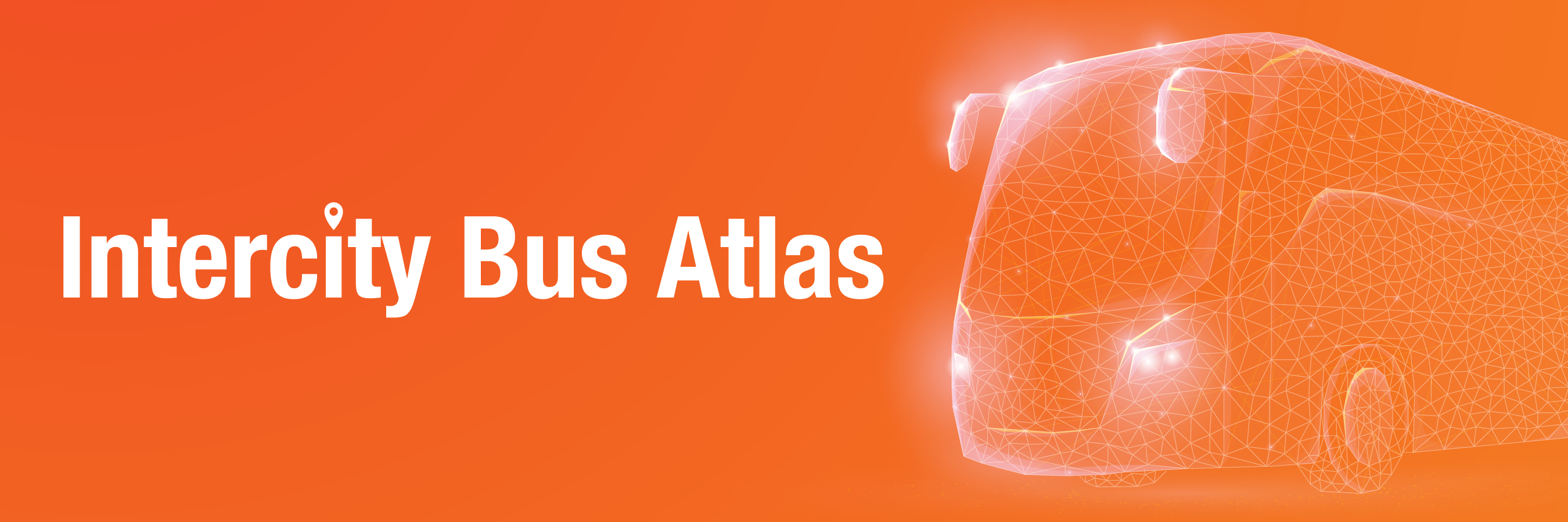 Banner representing the Intercity Bus Atlas project. It contains text reading "Intercity Bus Atlas" and then a graphic of a coach bus.
