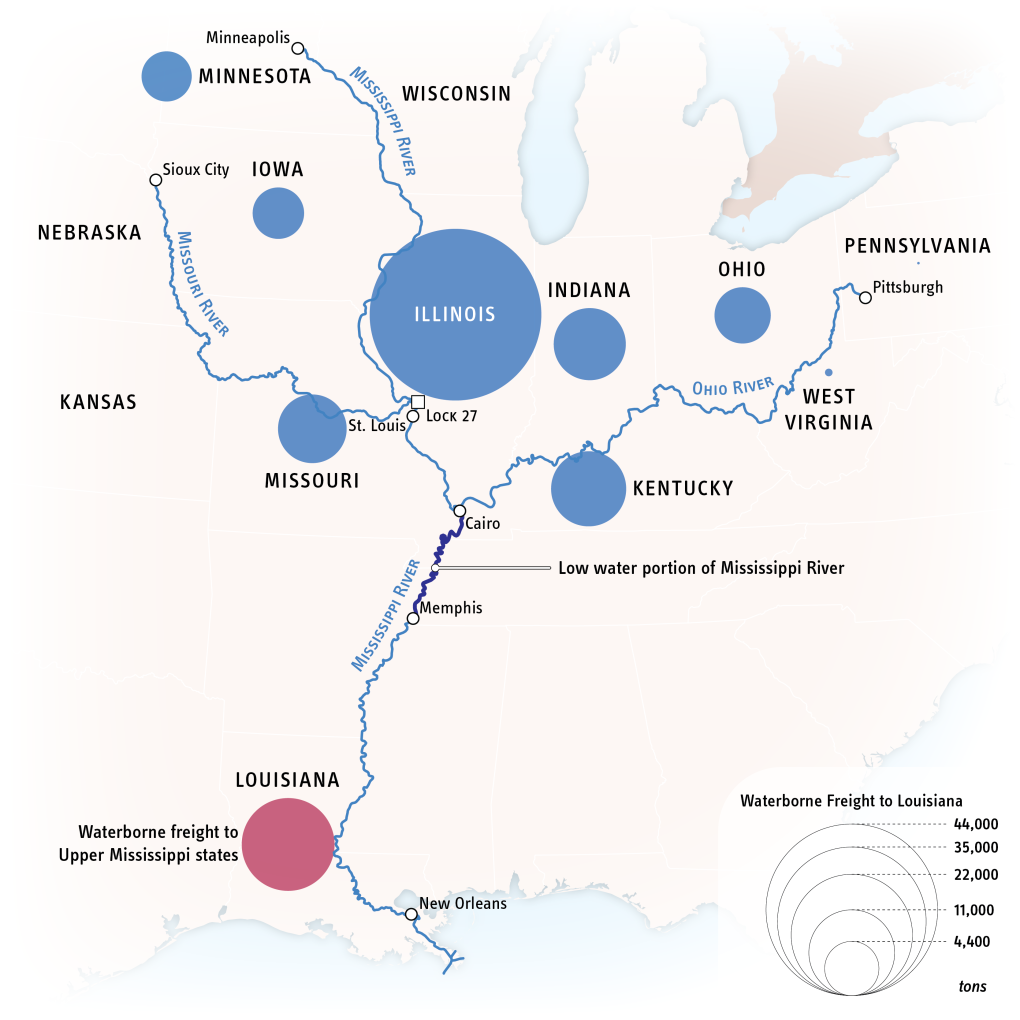Map of the upper Mississippi River states