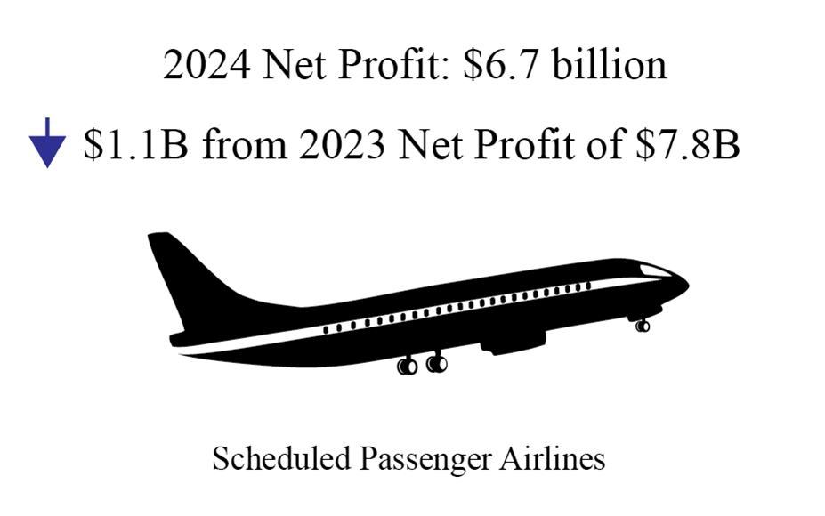 Infographic showing 2024 Net Profit for Scheduled Passenger Airlines 