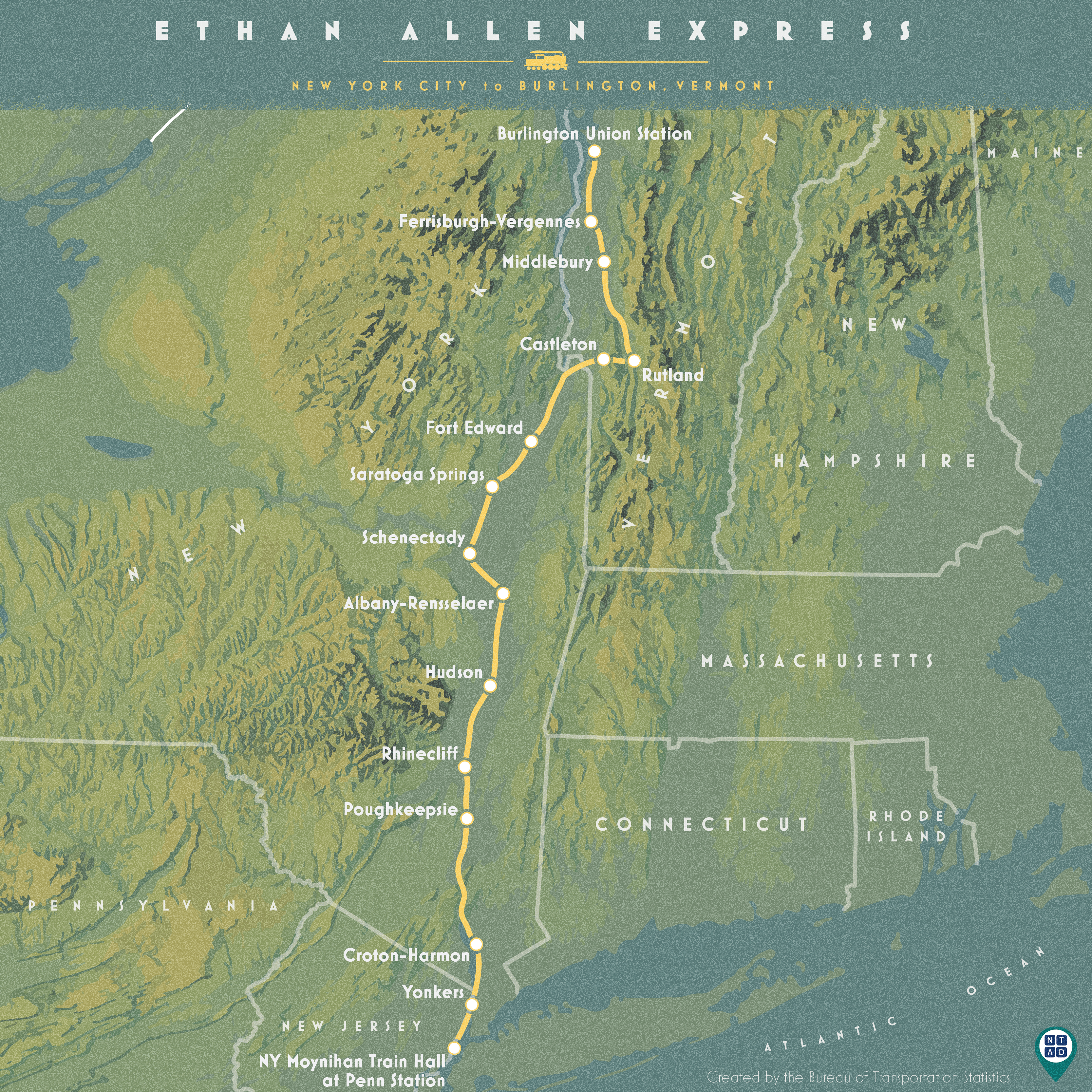 Map of the Ethan Allen Express