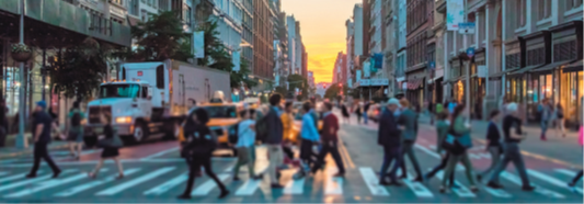 Picture of people crossing an intersection
