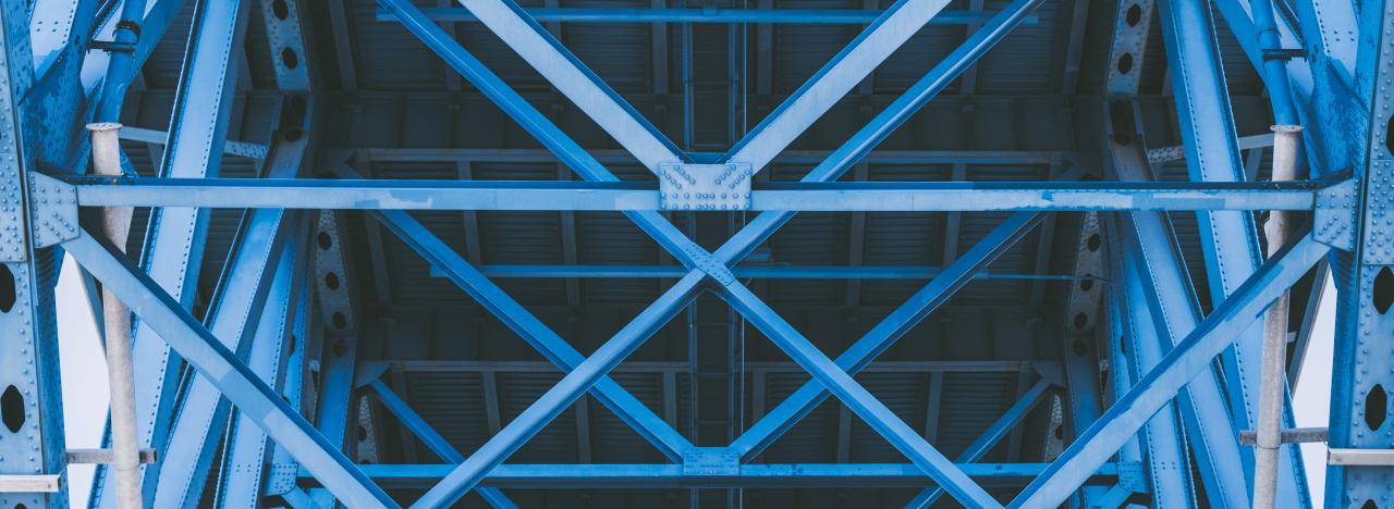 "Blue steel bridge scaffolding"