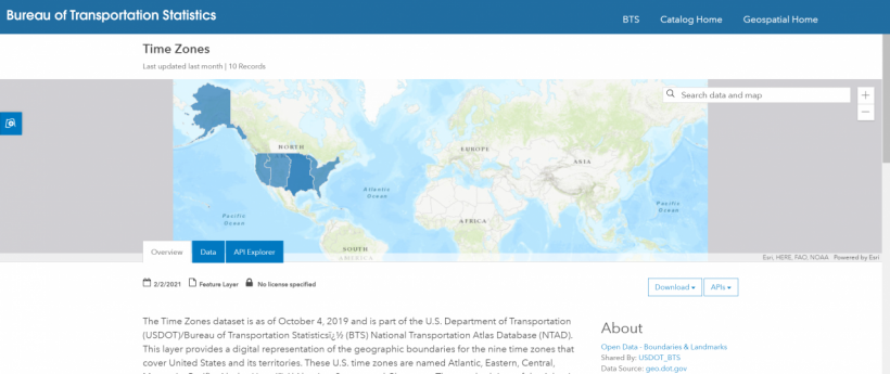 As Daylight Saving Time Ends, Track US Time Zones in BTS National  Transportation Atlas Database